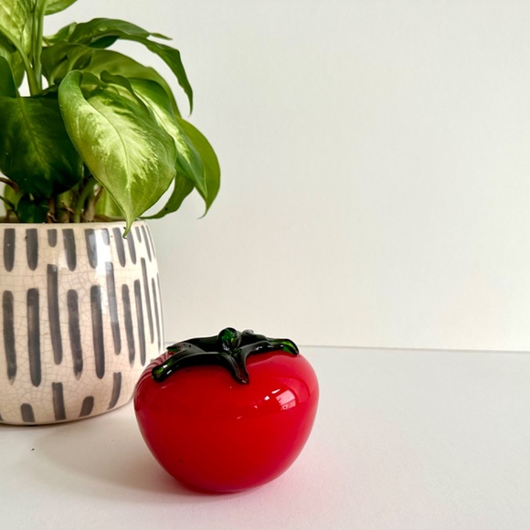 Set of 3 Hand Blown Glass Fruit Murano Style Glass Fruit Tomato, Lemon, & Lime - Picture 7 of 12